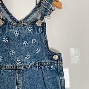 Canyon River Blues Blue Denim Floral Embroidered Overalls Y2K Back Tie 18M